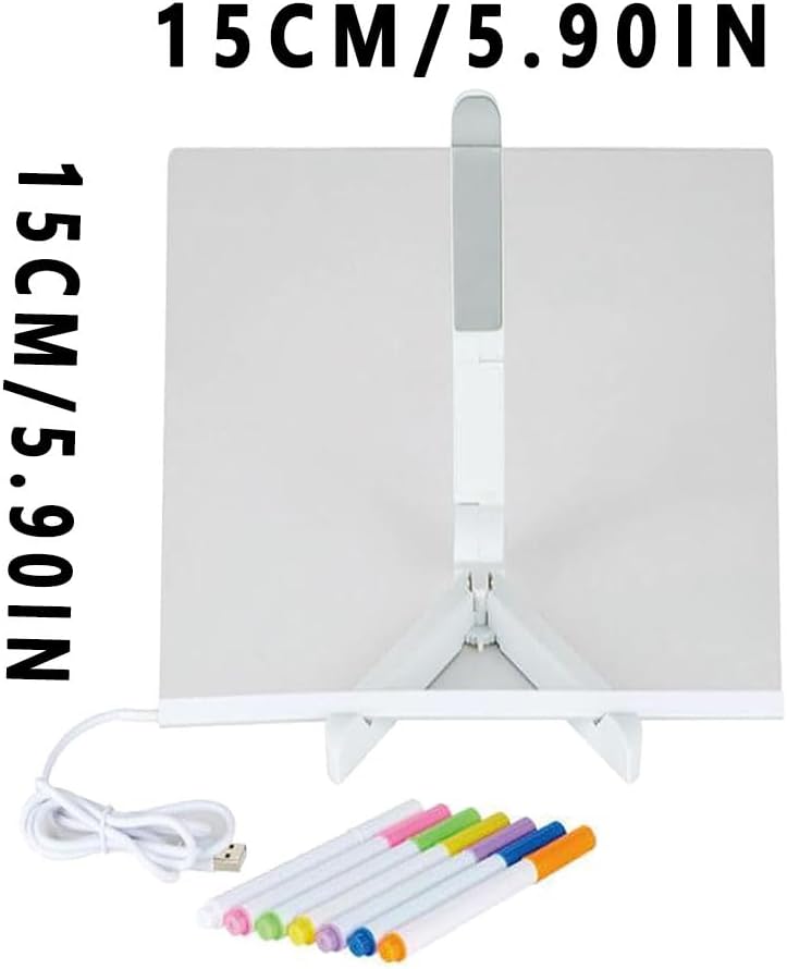 6523341 LED Note Board With Colors - Glowing Acrylic Message Marker, Illuminating Dry Erase With Sturdy Stand, Memo Letter With Interactive Light, White for Idea Generation (5.9*5.9in) - Image 3